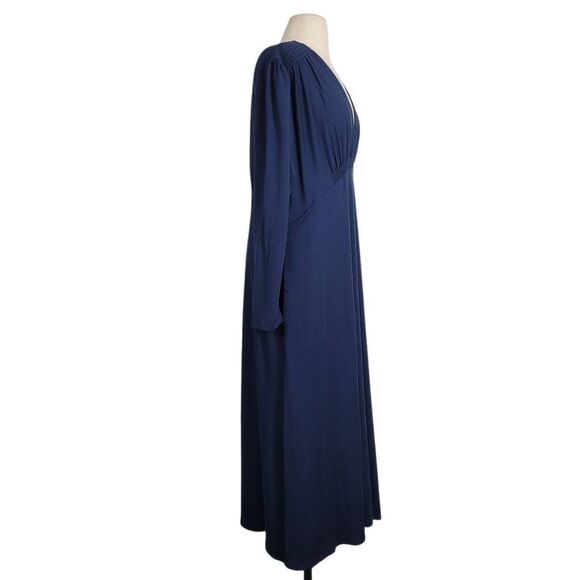 NWT Quince Tencel Jersey V-Neck Long Sleeve Midi Dress Sz XL Navy Stretch Pullov - Picture 4 of 11